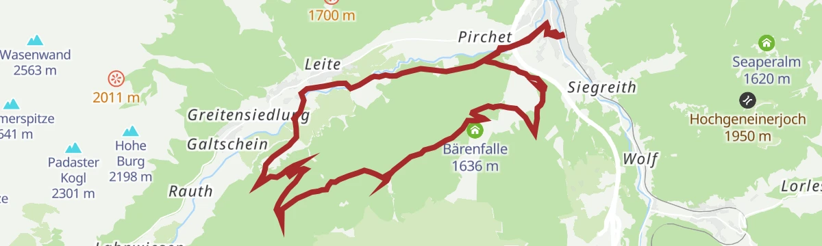 Route map: 527 Mountainbikerunde Bergeralm-Gerichtsherrnalm Rundtour